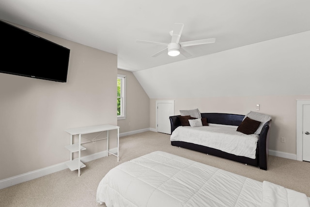 152 Algonquin Ave, Mashpee, MA 02649 - carpeted bedroom featuring lofted ceiling and a ceiling fan