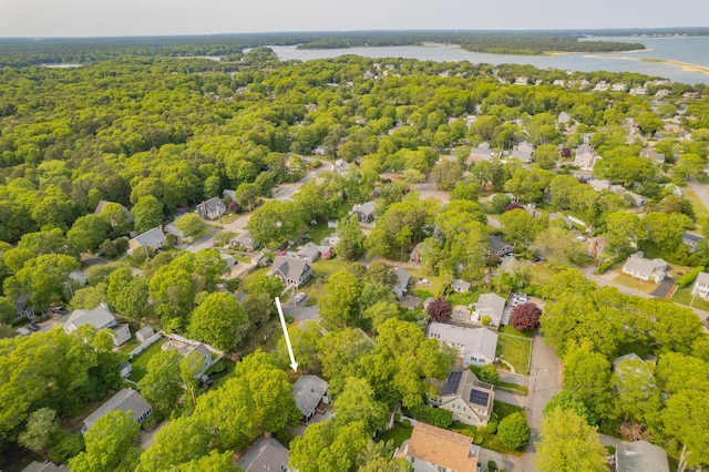 64 Uncle Percys Rd, Mashpee, MA 02649 - aerial view of residential area featuring a large body of water and a heavily wooded area