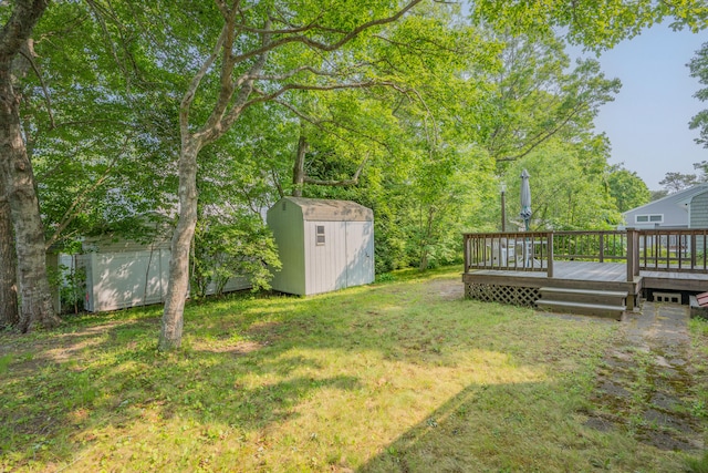 64 Uncle Percys Rd, Mashpee, MA 02649 - view of green lawn featuring a wooden deck