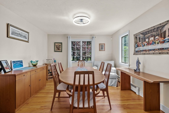 34 Marla Ln, Hatchville, MA 02536 - dining area featuring light wood-style floors, healthy amount of natural light, and baseboard heating