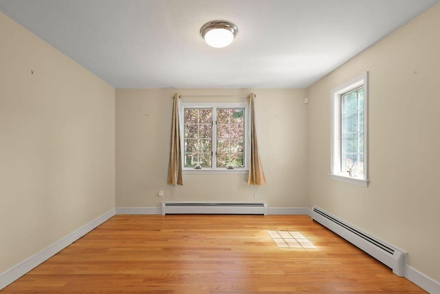 34 Marla Ln, Hatchville, MA 02536 - spare room featuring a baseboard heating unit, light wood-style flooring, and baseboards