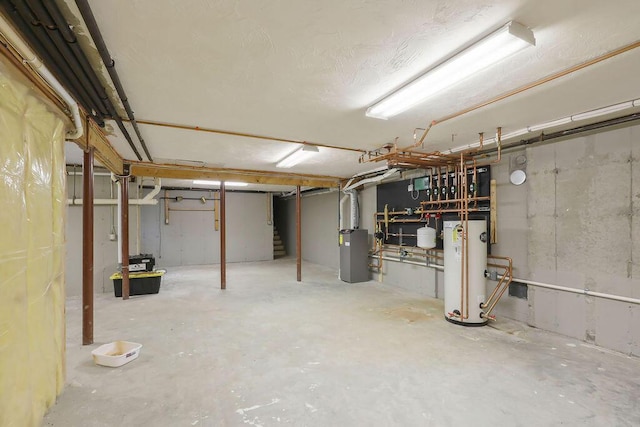 34 Marla Ln, Hatchville, MA 02536 - unfinished basement with gas water heater, stairway, and heating unit