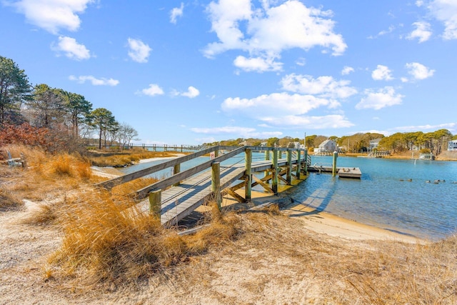 dock area featuring a water view