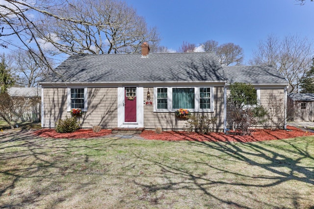 16 Samoset Rd, South Yarmouth, MA 02664 - ranch-style house featuring a front lawn, a chimney, and a shingled roof