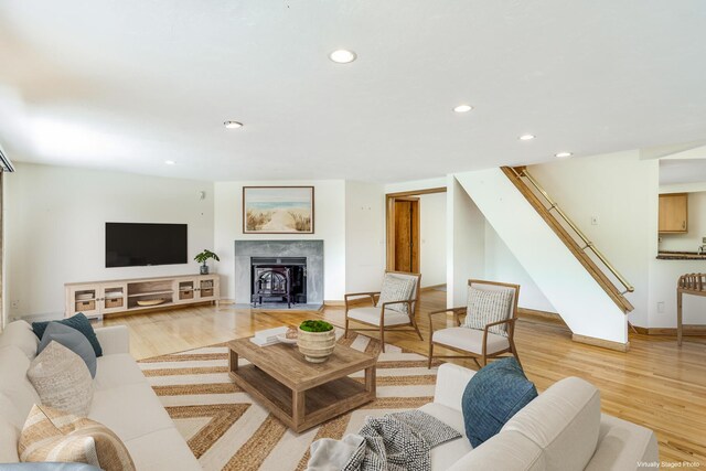 living room featuring light hardwood / wood-style flooring