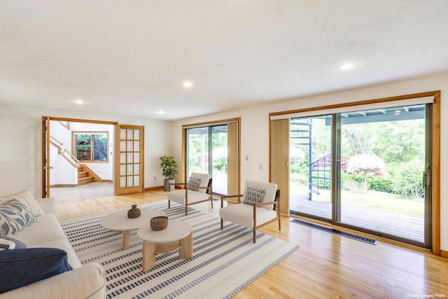 living room featuring light hardwood / wood-style floors