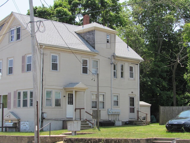 290 Main St, Wareham, MA 02571 - view of front of home featuring entry steps, a chimney, and roof with shingles