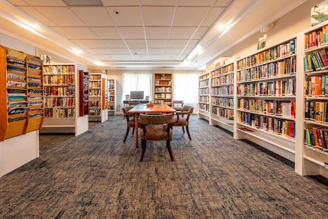 9 Longwood Rd, Mashpee, MA 02649 - carpeted office with bookshelves, a raised ceiling, and a paneled ceiling