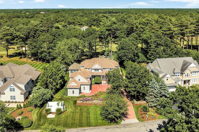 aerial view with a forest view
