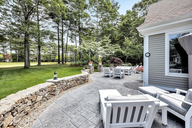 view of patio featuring an outdoor living space