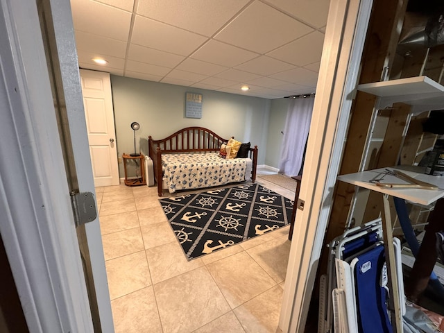 4 Coffey Ln, Dennis Port, MA 02639 - bedroom with tile patterned floors, a drop ceiling, and recessed lighting