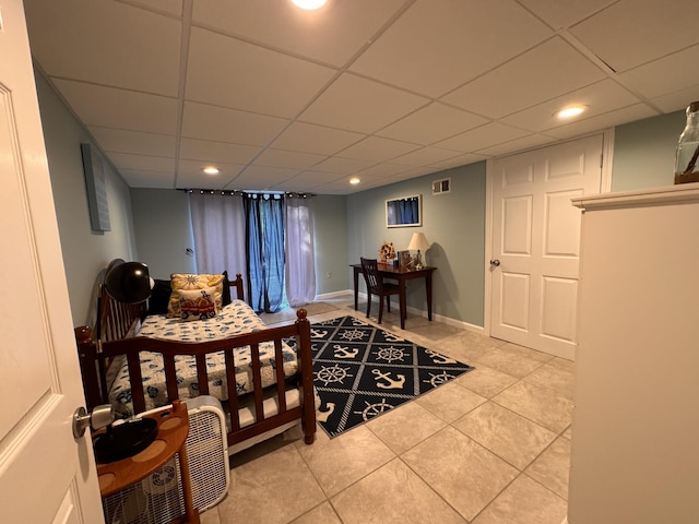 4 Coffey Ln, Dennis Port, MA 02639 - bedroom featuring light tile patterned flooring, a drop ceiling, and recessed lighting