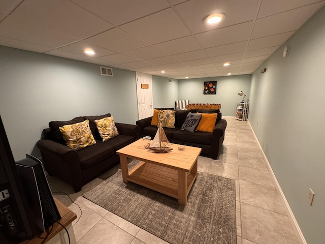 4 Coffey Ln, Dennis Port, MA 02639 - living area featuring light tile patterned floors, recessed lighting, and a paneled ceiling