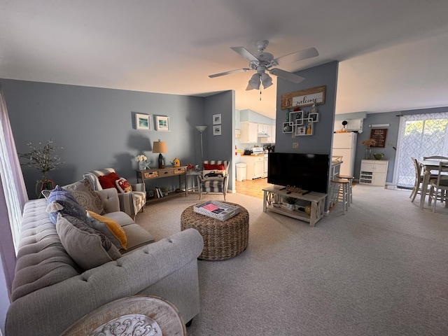 4 Coffey Ln, Dennis Port, MA 02639 - living room with a ceiling fan and light colored carpet