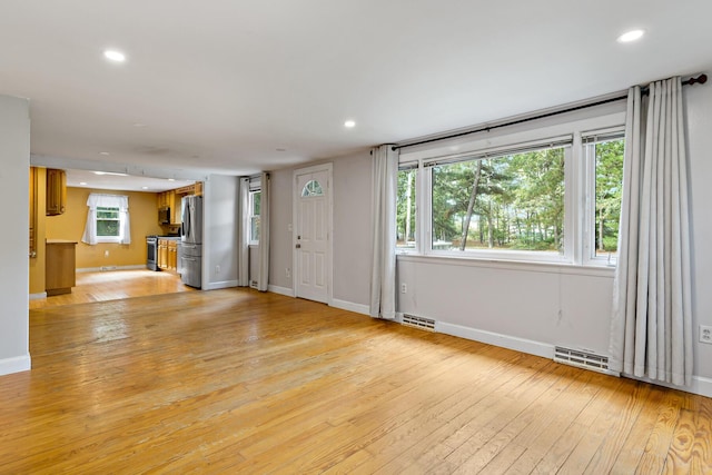 unfurnished living room featuring light hardwood / wood-style flooring