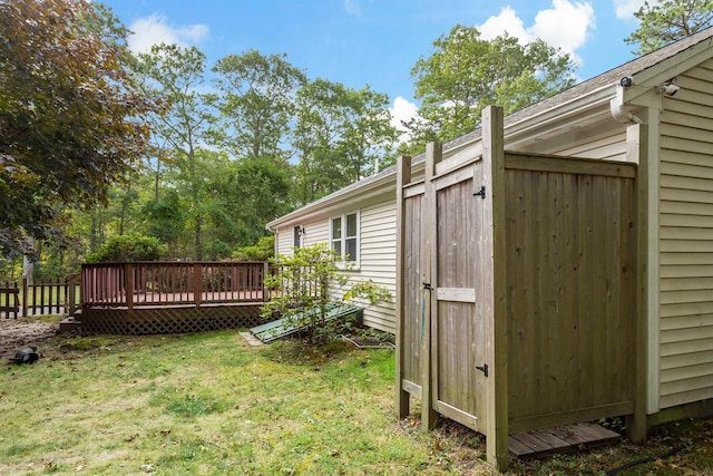 view of yard with a deck