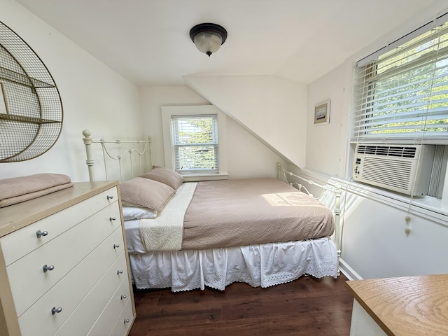9 Kens Way W, Yarmouth, MA 02673 - bedroom with dark wood finished floors, vaulted ceiling, and cooling unit