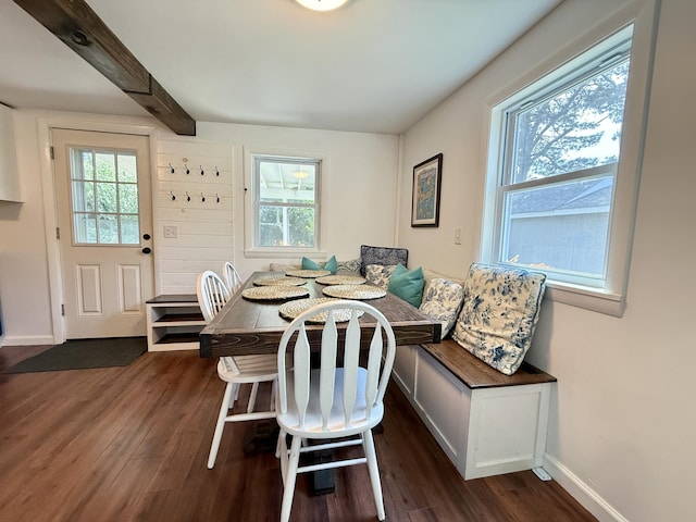 9 Kens Way W, Yarmouth, MA 02673 - dining room featuring breakfast area, dark wood-type flooring, and beamed ceiling