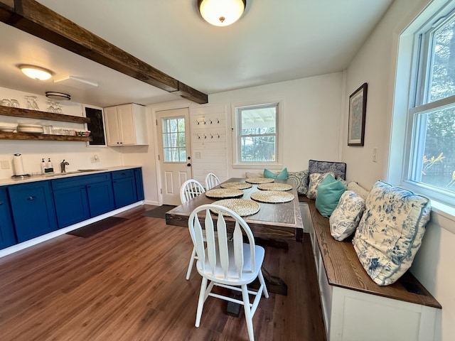 9 Kens Way W, Yarmouth, MA 02673 - dining room with dark wood-type flooring and beam ceiling
