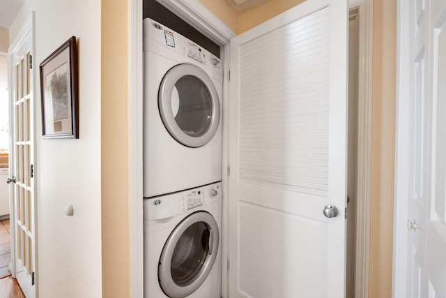 248 Kates Path, Yarmouth Port, MA 02675 - laundry room with stacked washer and clothes dryer