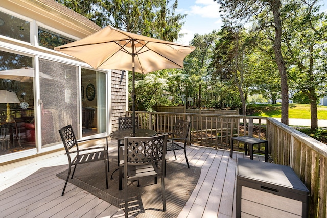 248 Kates Path, Yarmouth Port, MA 02675 - wooden deck featuring outdoor dining area