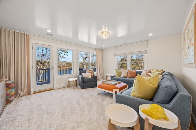 living room with carpet floors