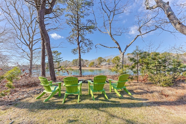 view of yard featuring a water view