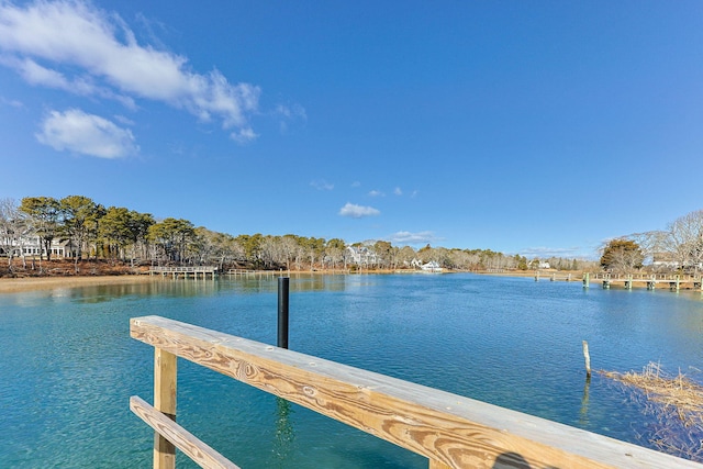 view of dock featuring a water view