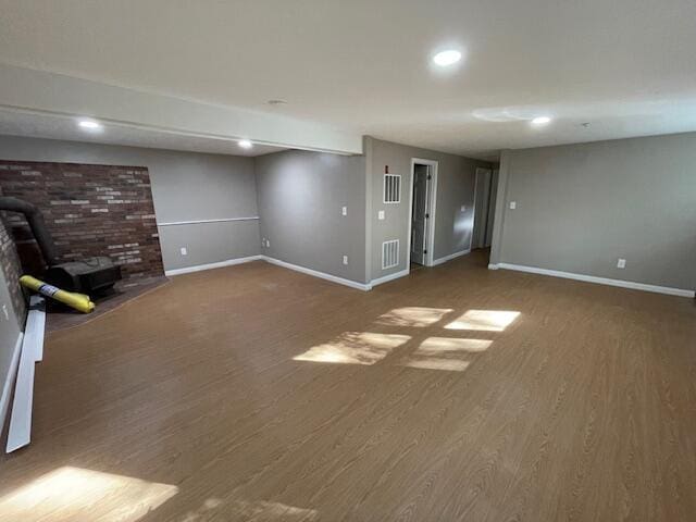 103 Braeside Rd, West Falmouth, MA 02540 - basement with baseboards, recessed lighting, wood finished floors, and visible vents