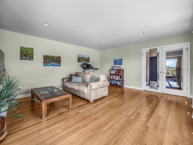 50 View Crest Dr, Falmouth, MA 02540 - living area featuring french doors, light wood-type flooring, and recessed lighting