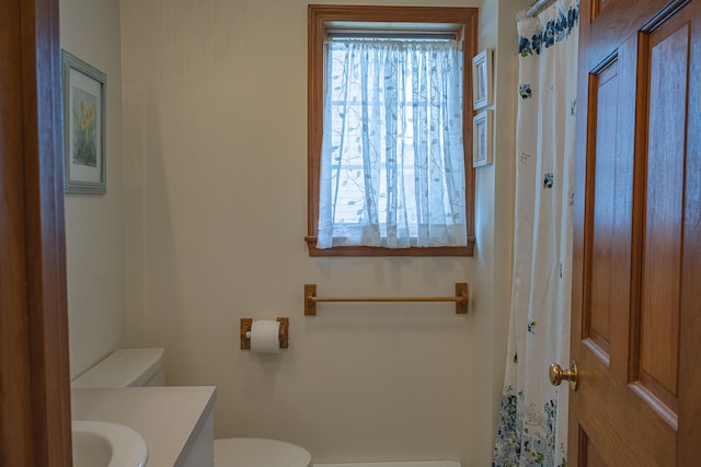 99 Shore Blvd Unit A, East Sandwich, MA 02537 - full bathroom featuring toilet, vanity, and a shower with curtain
