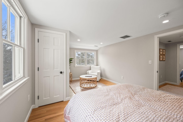 bedroom featuring light hardwood / wood-style floors