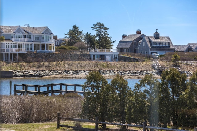 dock area with a water view