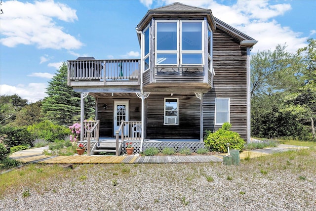 3 Amber Way, Truro, MA 02666 - back of property featuring a balcony and a porch