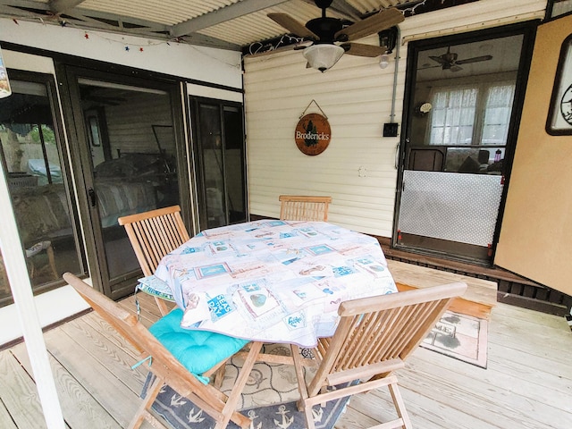 310 Old Chatham Rd Unit H-12, South Dennis, MA 02660 - deck featuring outdoor dining space and a ceiling fan
