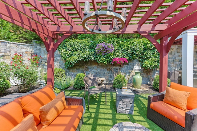 29 Point St, Provincetown, MA 02657 - view of patio / terrace with a pergola and an outdoor living space