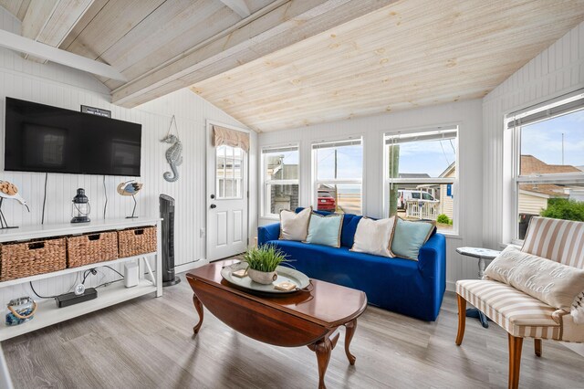 241 Old Wharf Rd Unit 90, Dennis Port, MA 02639 - living area featuring wood finished floors and wood ceiling
