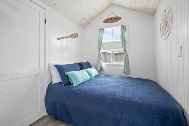 241 Old Wharf Rd Unit 90, Dennis Port, MA 02639 - bedroom featuring wood finished floors, vaulted ceiling, and wooden ceiling