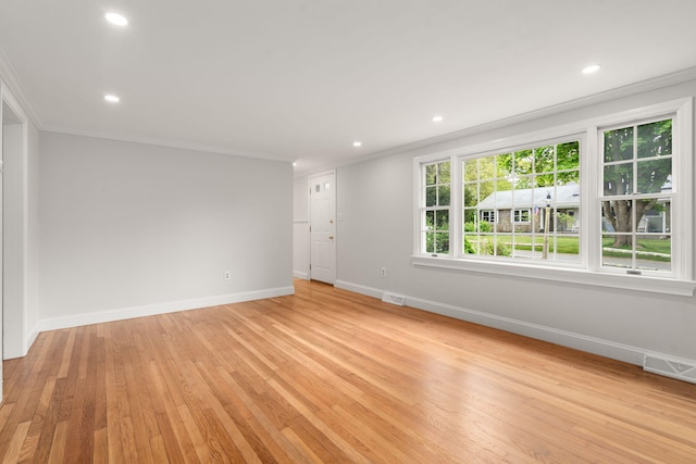 6 Harrington Way, Hyannis, MA 02601 - spare room featuring ornamental molding, baseboards, light wood-style flooring, and recessed lighting