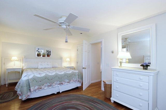 19 Featherbed Ln, Brewster, MA 02631 - bedroom featuring dark wood-style flooring and ceiling fan