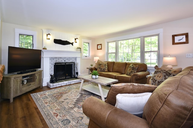 4 Spinnaker Ln, Pocasset, MA 02559 - living area featuring dark wood finished floors and a fireplace