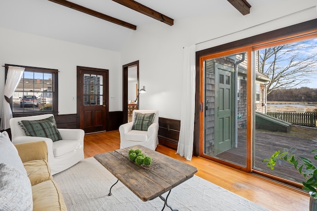 7 George St, Barnstable, MA 02630 - living area featuring wood finished floors and wainscoting