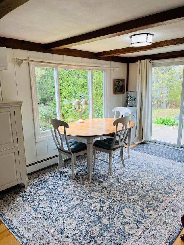 29 Chipman Rd, Sandwich, MA 02563 - dining space featuring baseboard heating and beam ceiling