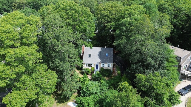 59 Whitecaps Dr, East Falmouth, MA 02536 - aerial view of property and surrounding area featuring a heavily wooded area