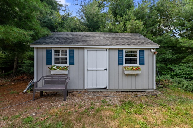 view of shed