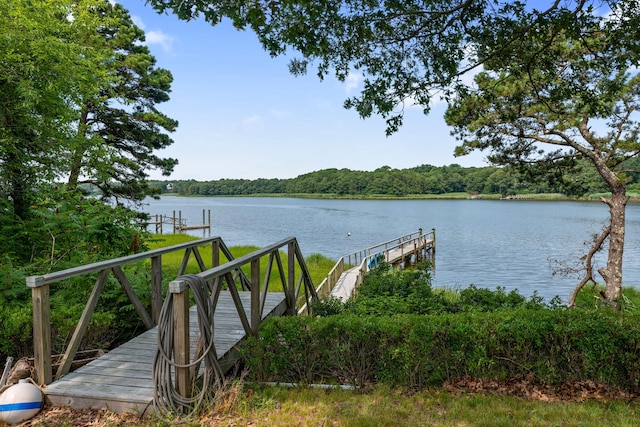 dock area featuring a water view