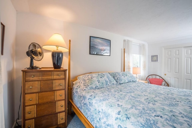 bedroom featuring a closet and carpet