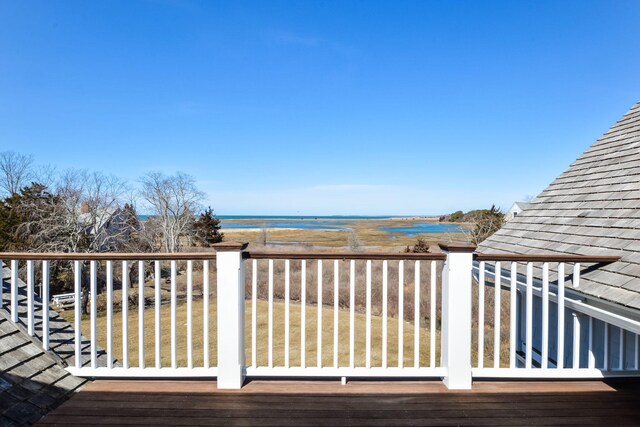 deck with a water view