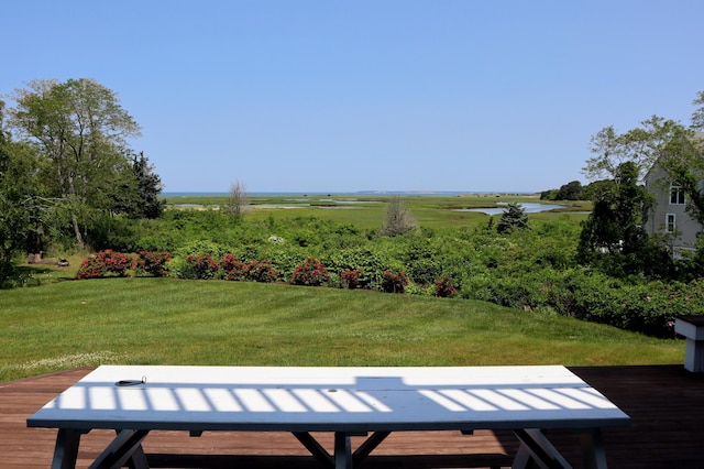 20 Boat Meadow Way, Eastham, MA 02642 - view of grassy yard with a deck with water view