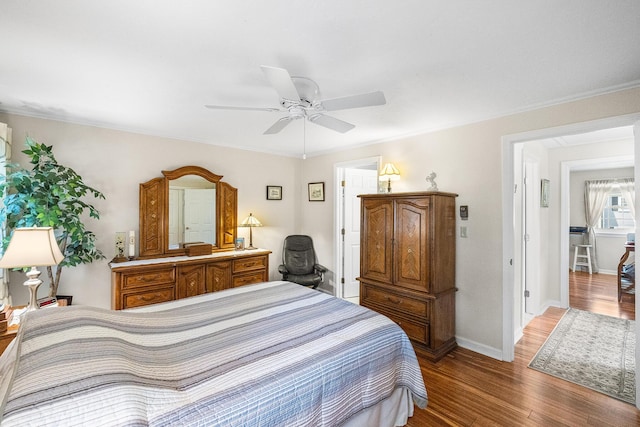 441 Buck Island Rd Unit B1, West Yarmouth, MA 02673 - bedroom with wood finished floors, ornamental molding, and a ceiling fan